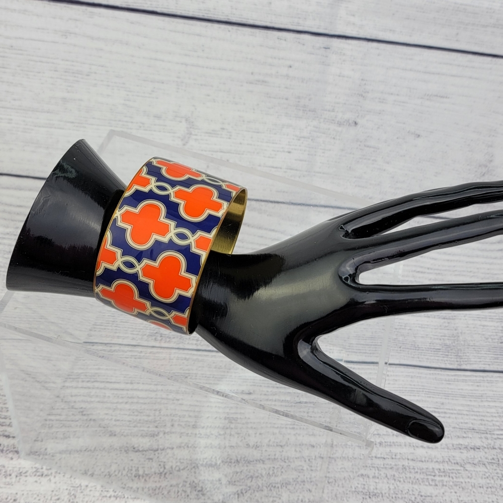 Mud Pie Lattice Cuff Bracelet Orange Blue